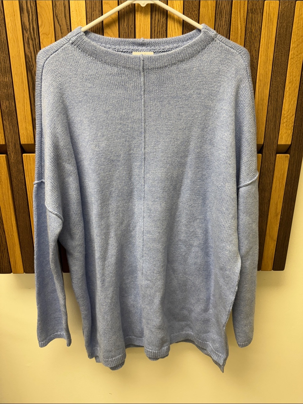NWT J. Jill Blue Heathered Cotton Blend Crew Neck Sweater, size L